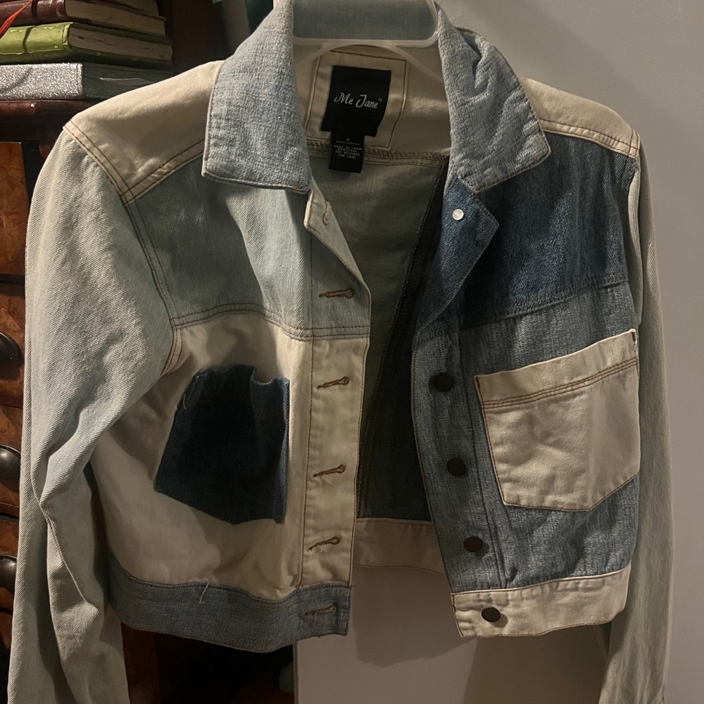 Me Jane Patchwork Denim Jacket Sz S